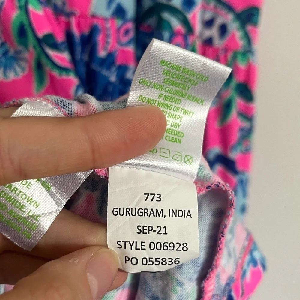 Lilly Pulitzer T-Shirt Jodee Dress Untamed Hearts Leopard Plumeria Blue Small - Picture 7 of 7